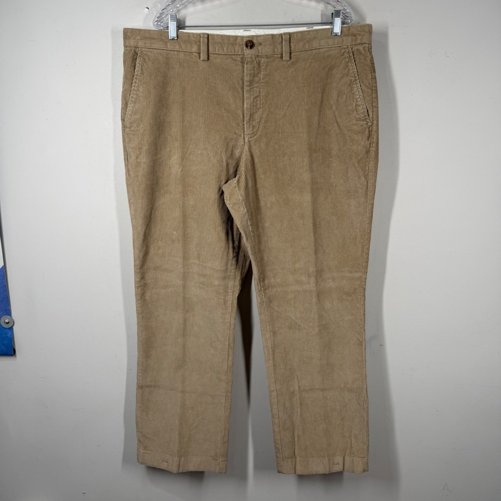 LL Bean Mens Standard Fit Corduroy Pants Tan Sz 40x29 Cotton Stretch ID508109